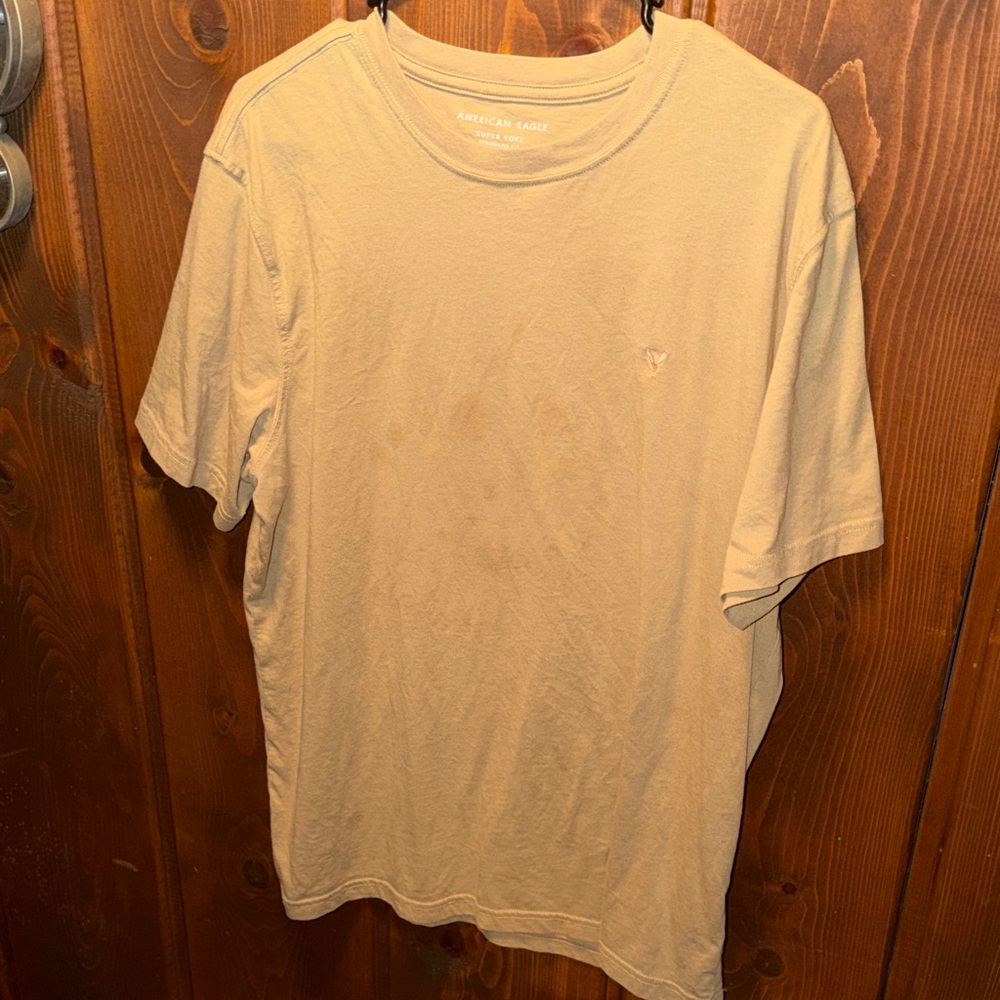 American Eagle Outfitters Men's Beige Short Sleeve Tee